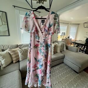 Adrianna Papell Multicolor Floral Midi Dress